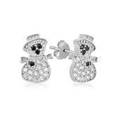 Boucles d'oreilles bonhomme de neige en argent pour femme